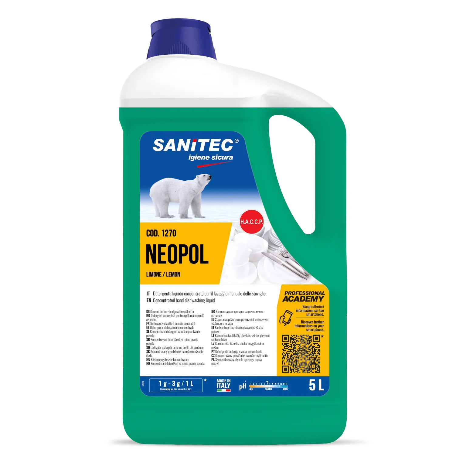 Neopol Limone - Detergent vase antibacterial 5 L - 1270