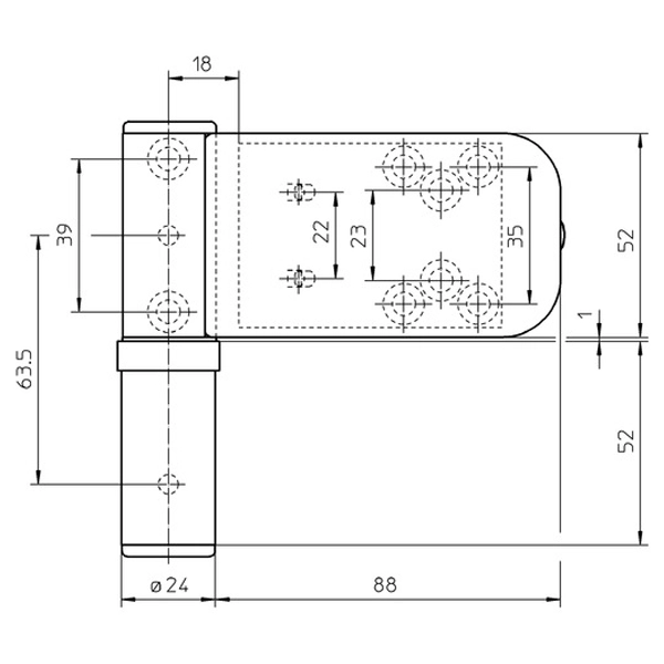 K 3135 3D — balama fiabilă pentru uși de intrare din PVC