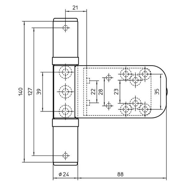 K 6160 3D - balama robustă pentru uși de intrare din PVC