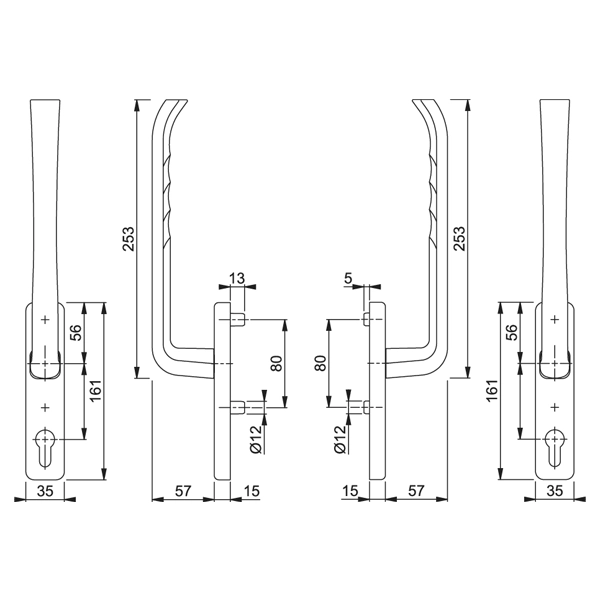 HOPPE HS-575/419N-AS - mâner aluminiu pentru uși glisante