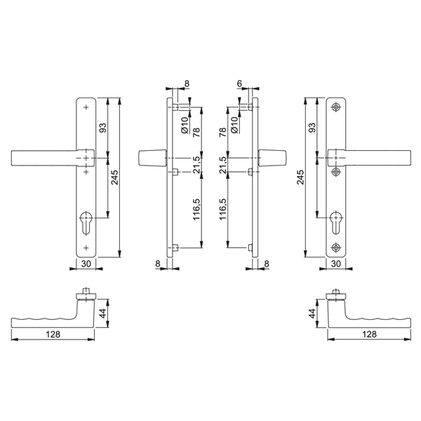 HOPPE Toulon - mâner aluminiu pe plăcuță îngustă