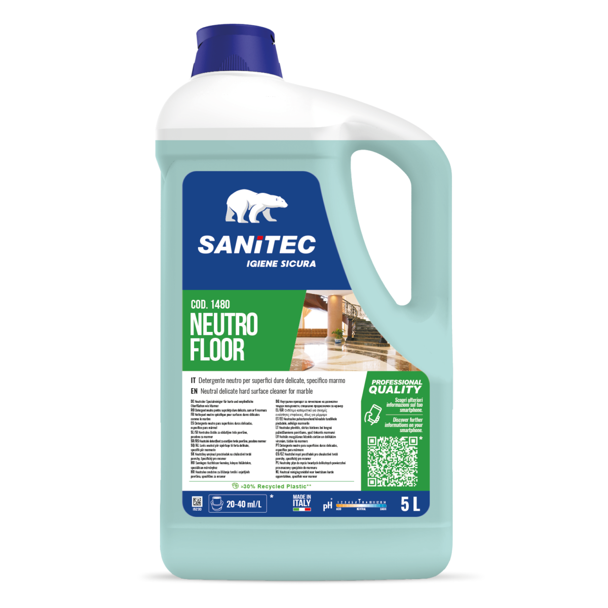 Detergent pentru pardoseli Sanitec Neutro Floor (suprafete delicate) 5 L - 1480
