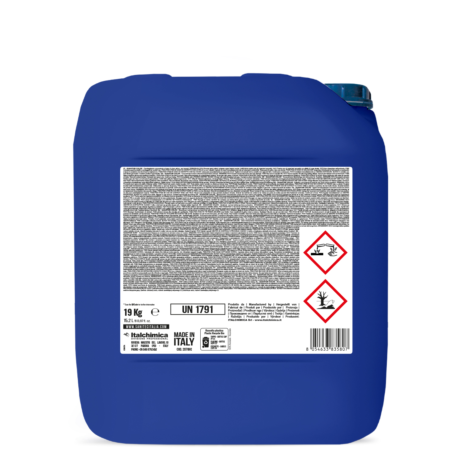 Концентрированный отбеливатель Sanitec Quantum Chlor на базе активного хлора 15 L - 2078HC