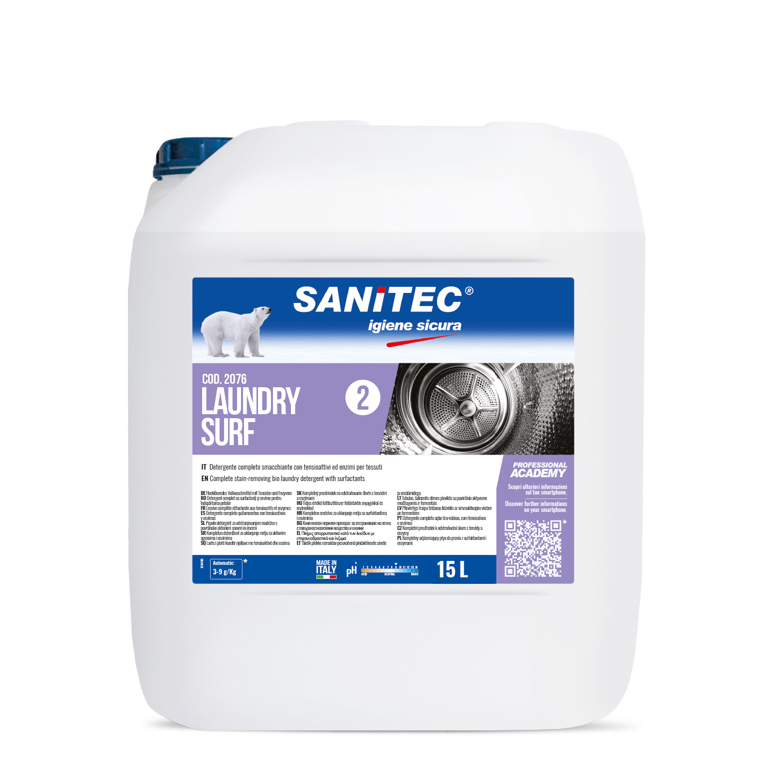 Detergent complet cu surfactanţi şi enzime Sanitec Laundry Surf 15 L - 2076