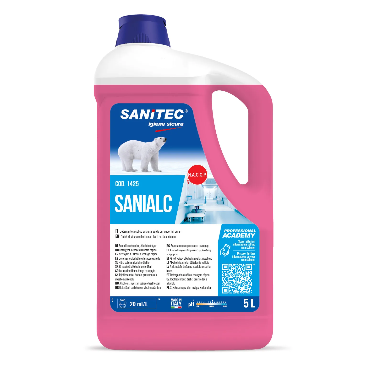 Sanialc - Detergent alcoolic cu uscare rapidă 5 L - 1425