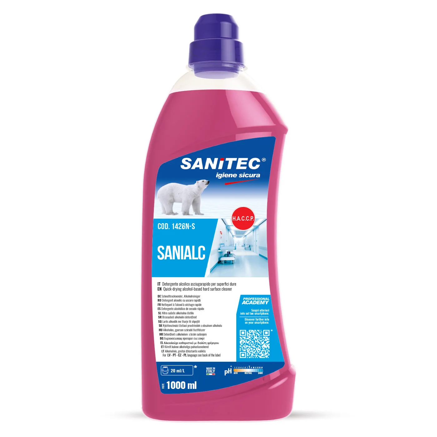 Sanialc - Detergent alcoolic cu uscare rapidă 1 L - 1426N