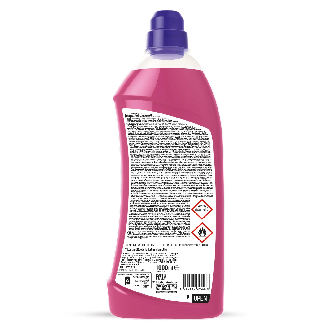 Sanialc - Detergent alcoolic cu uscare rapidă 1 L - 1426N