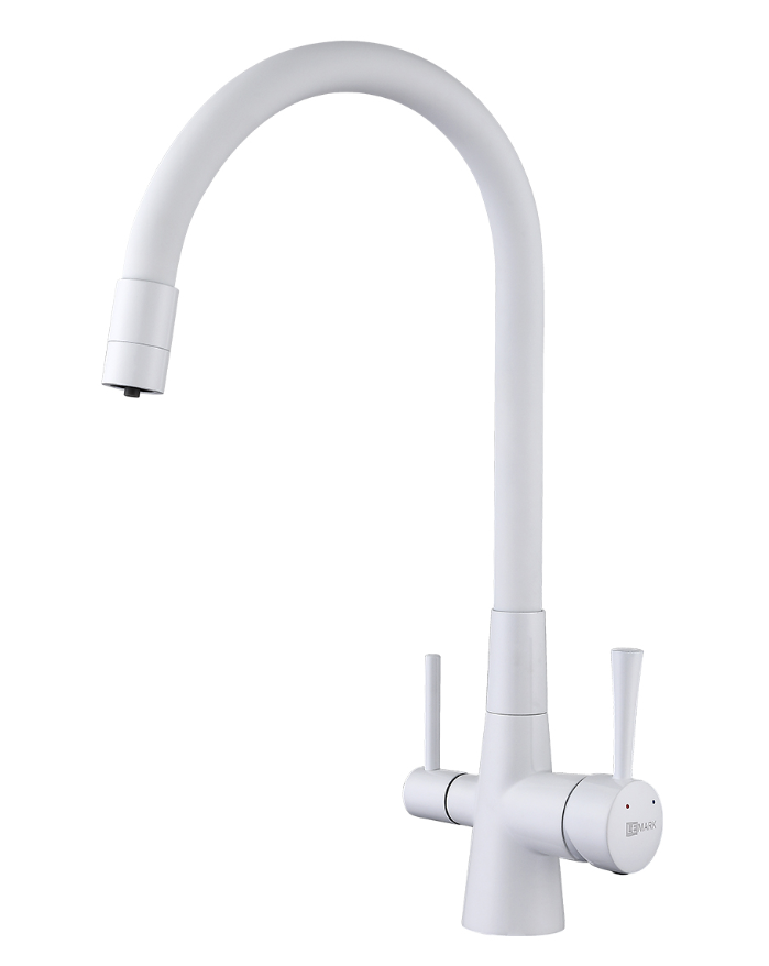 Lemark Comfort LM3075W pentru bucătărie cu țeavă flexibilă și conexiune la filtru de apă potabilă