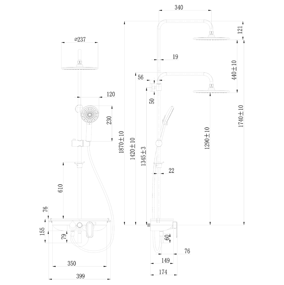 Смеситель Lemark Tropic LM7012BL для ванны и душа