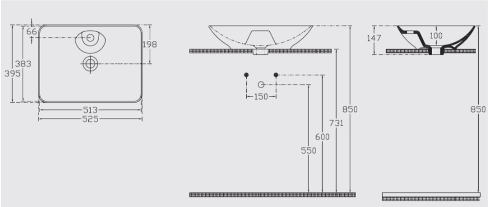 Sistema Y Washbasin 52 cm