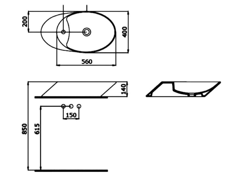 Countertop Washbasin 56*39 cm
