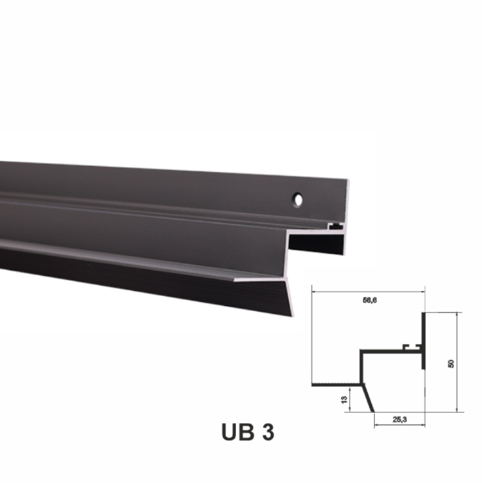 UB3, Profil de tip ascuns pentru tavan, Negru Matt, 2,5m