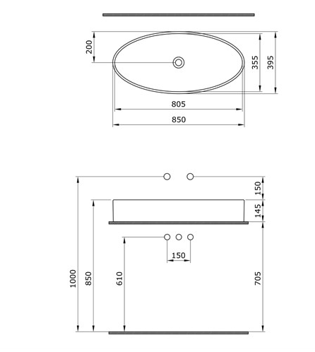 Lavoar Cortina Matt 85x40cm