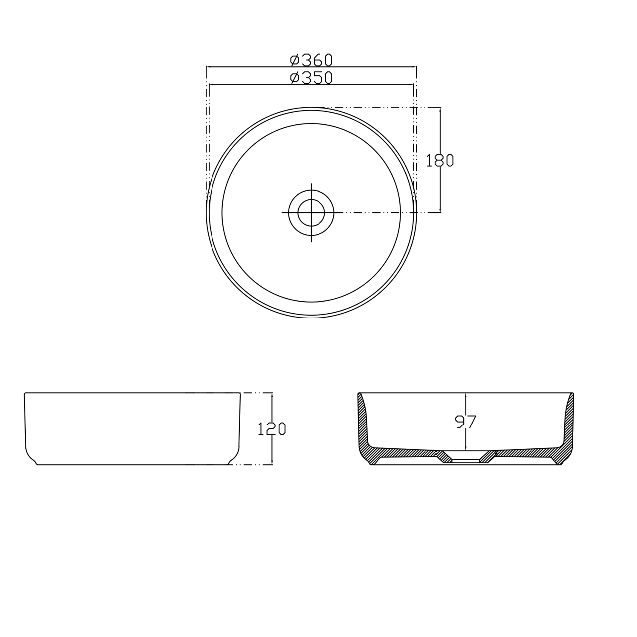 Lavoar ISVEA SAPHO INFINITY ROUND 36x12cm 10NF65036