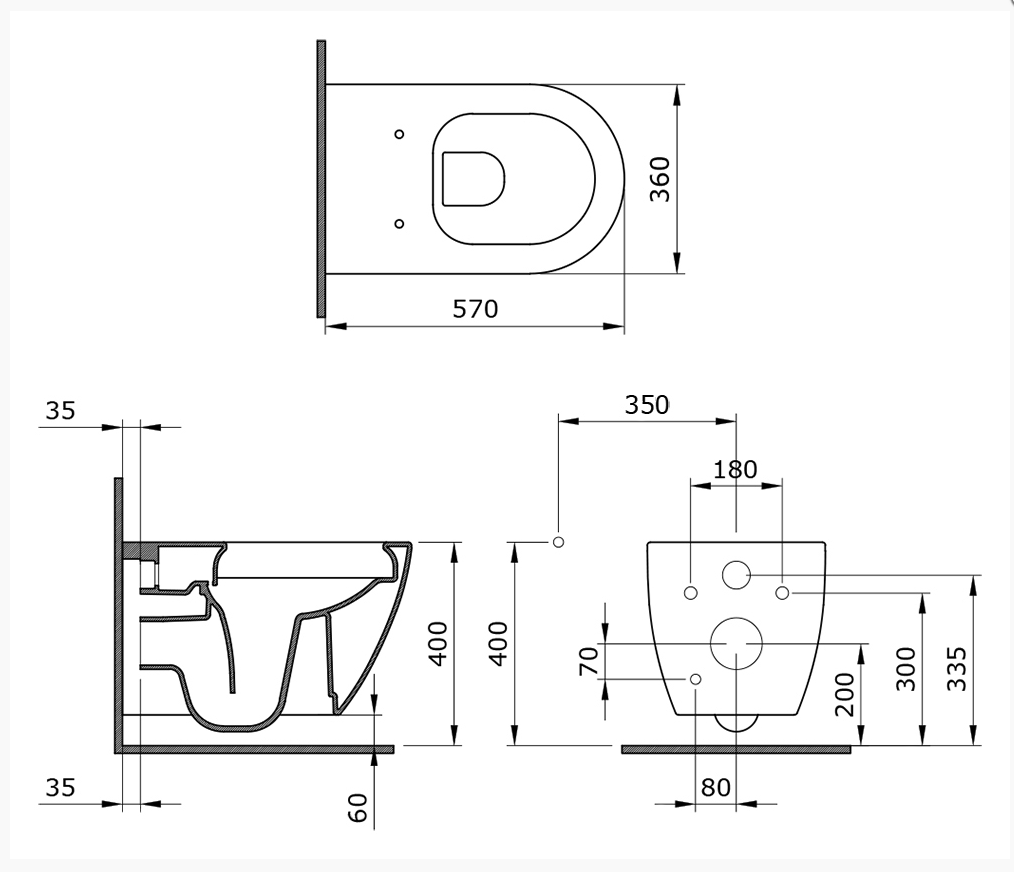 Vas veceu suspendat BOCCHI Venezia Rimless WC cu capac soft close