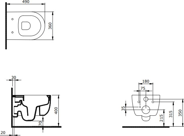 Vas veceu suspendat compact V Tondo WC 49cm Antracite Mat cu capac soft close