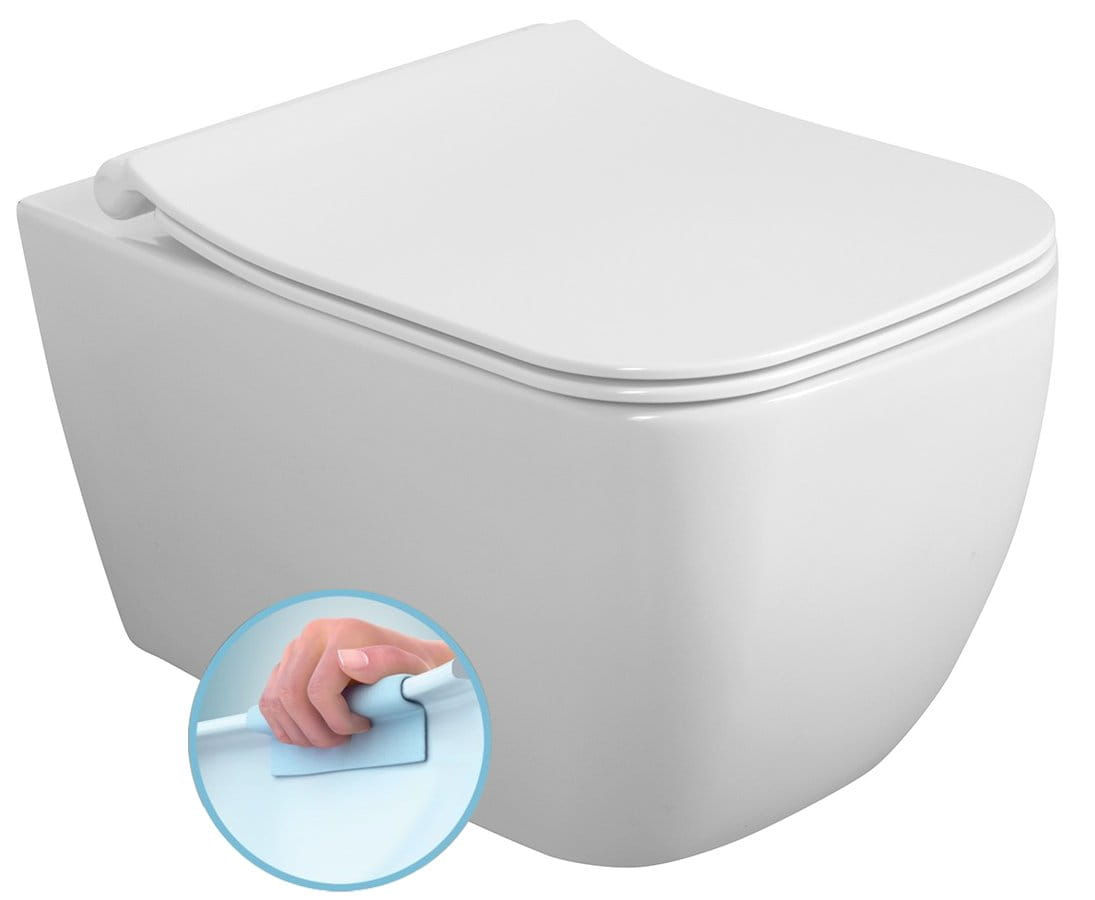 Vas veceu suspendat WC VEA CUBO CLEAR RIMLESS SLIM cu capac soft close