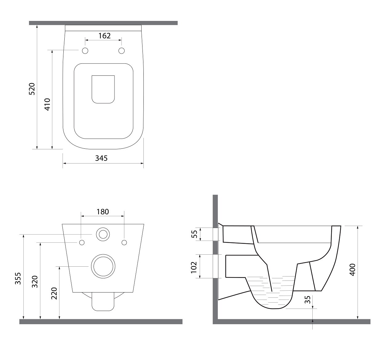 Vas veceu suspendat WC VEA CUBO CLEAR RIMLESS SLIM cu capac soft close