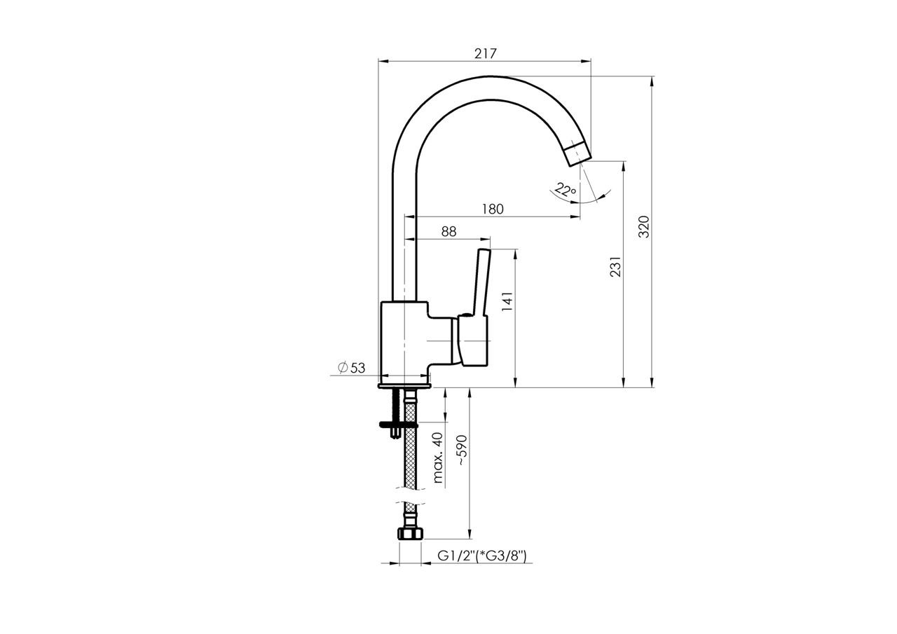 Кухонный смеситель RUBINETA ULTRA-33 U30008