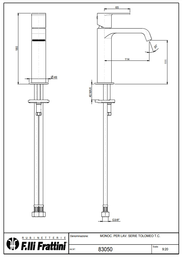 Baterie pentru lavoar Fratelli Frattini TOLOMEO 8305082