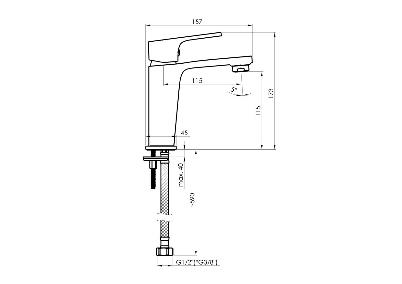 Baterie pentru lavoar RUBINETA Modena-18 MD80008
