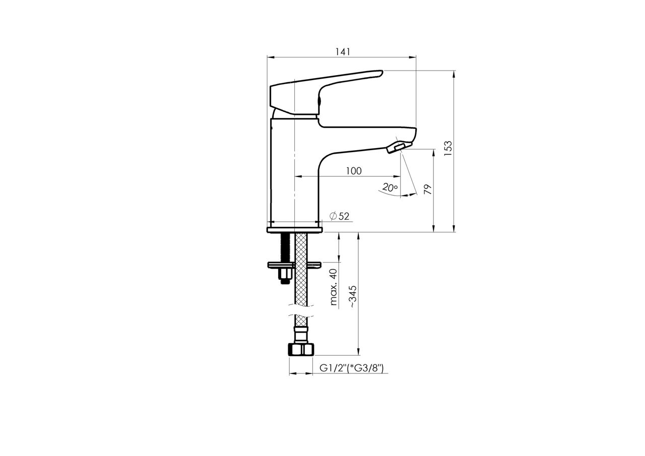 Baterie pentru lavoar RUBINETA UNO-18 (WT2) N800671