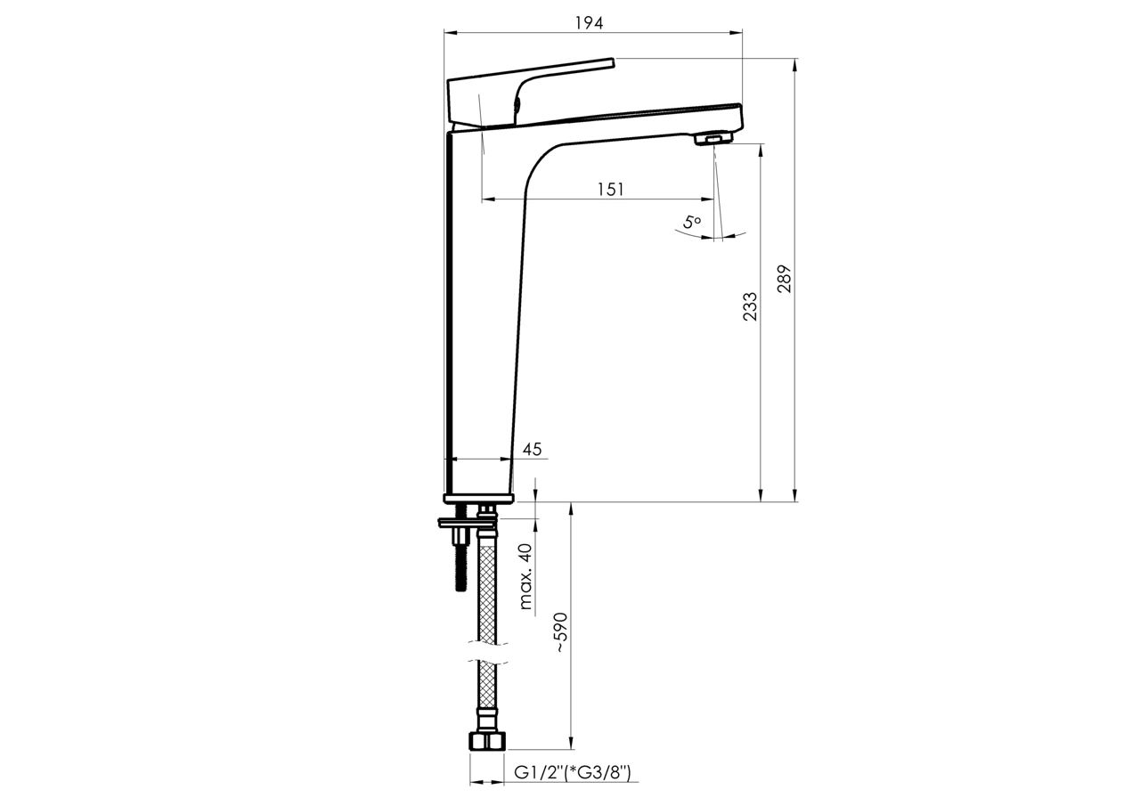 Cмеситель для раковины XXL RUBINETA Modena-18/D MDD0008