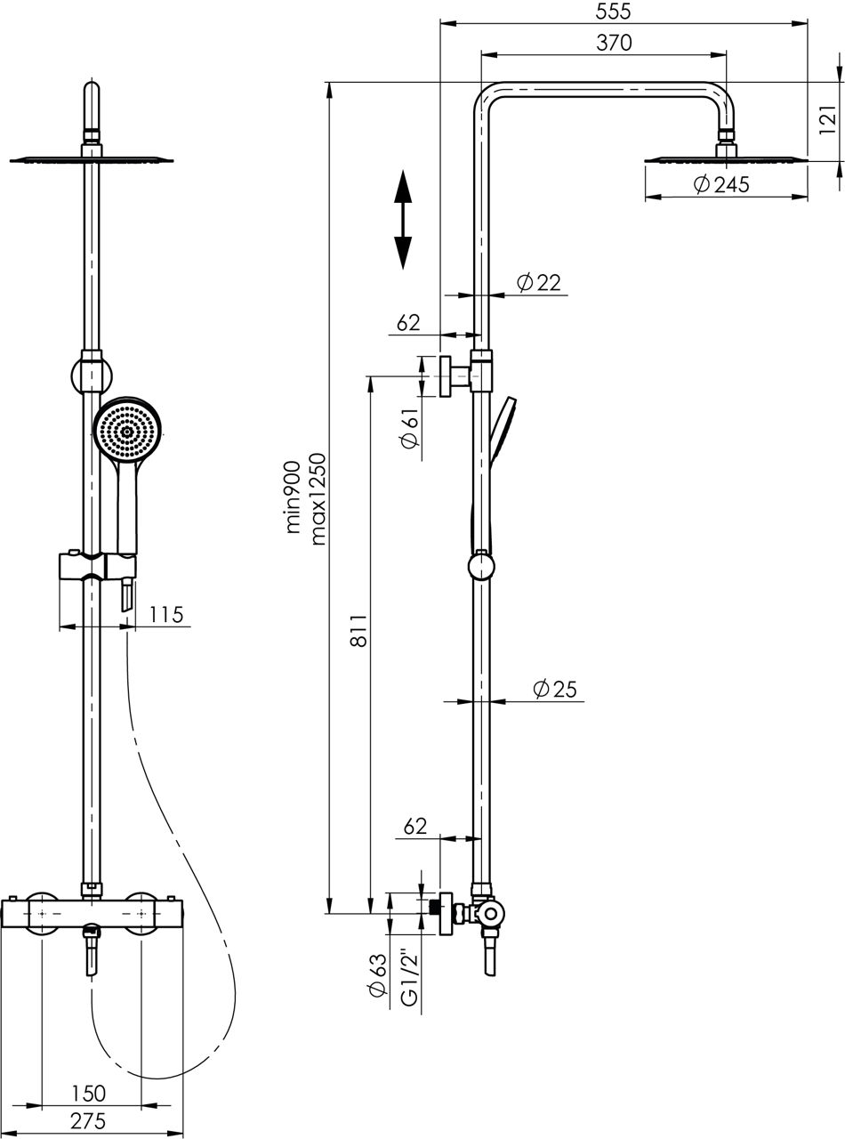 Coloana de dus RUBINETA OLO + THERMO-15 625047