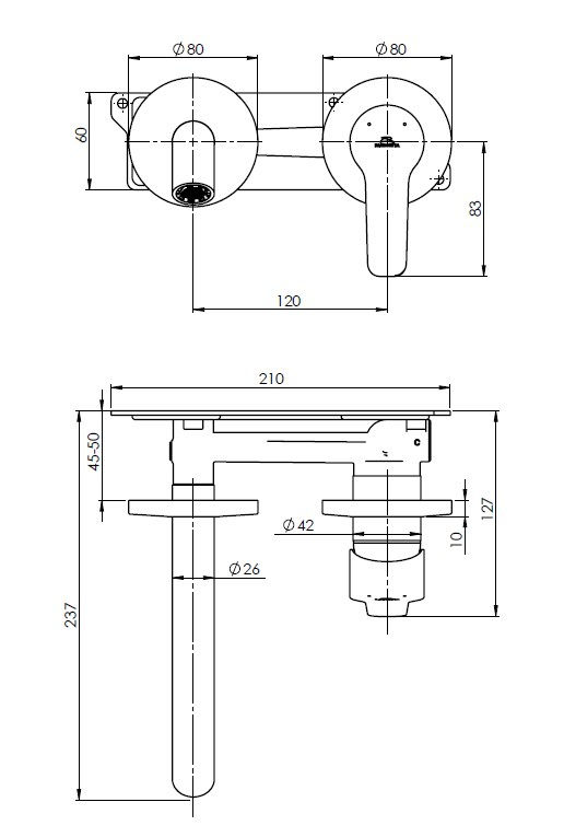 Robinet cu instalare ascunsă RUBINETA Torino-1F (BK) PM0010