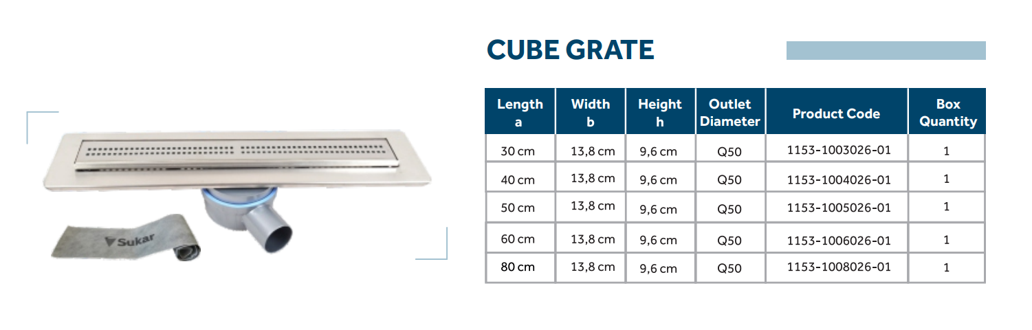 Линейный слив трап для душа Line 1 60cm Shower drain cube grate