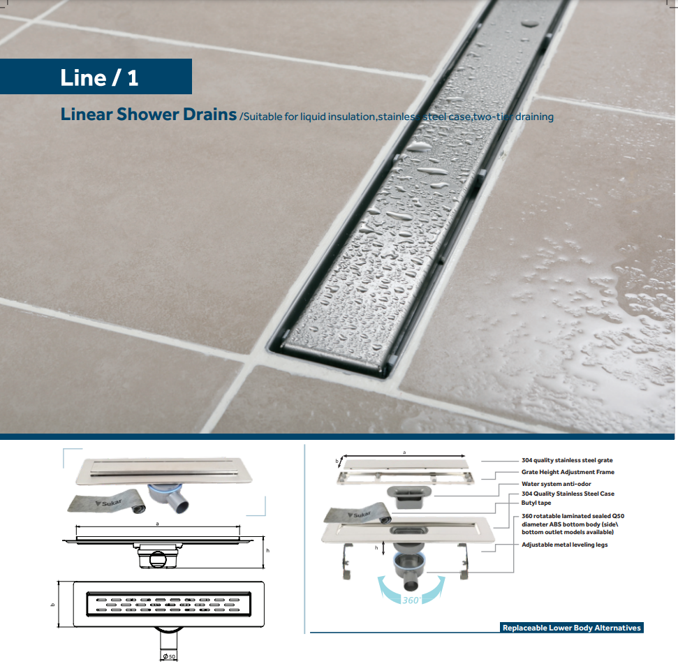 Линейный слив трап для душа Line 1 60cm Shower drain cube grate
