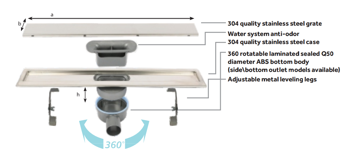 Линейный слив трап для душа без изоляционного подола Line 4-D 65cm Shower plain grate