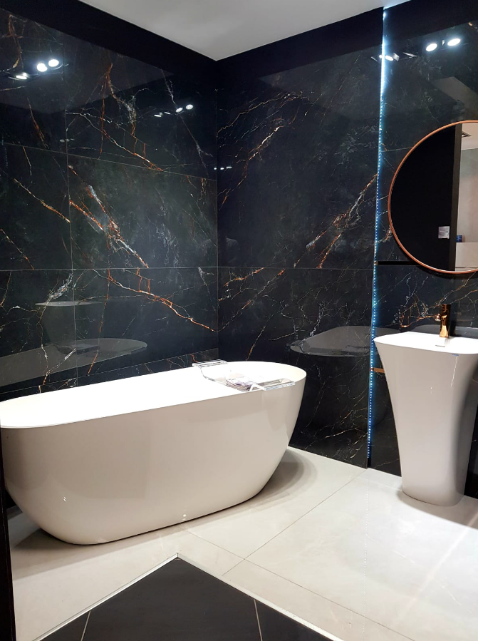 Gresie si faianta portelanata SHINESTONE BLACK POL 2398*1198