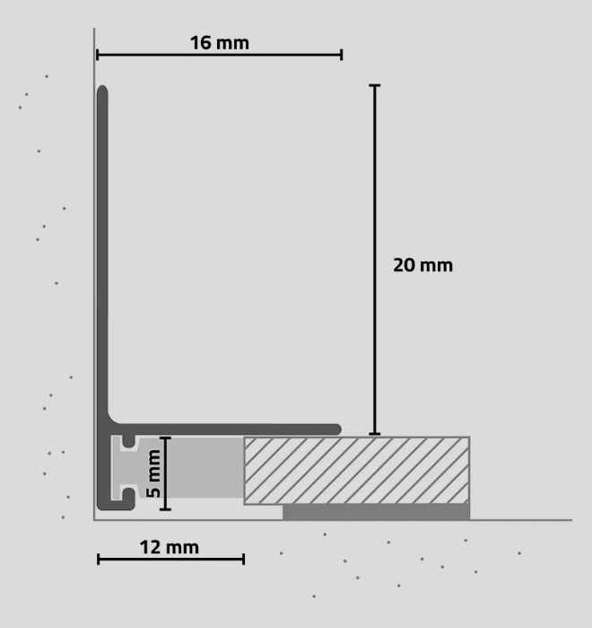 ПРОФИЛЬ MINILEISTE SL16X5mm 16Х25Х2000ММ BLACK МАТОВОЕ