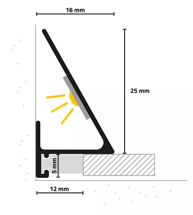 Profilul de plinta SLED16X5 16Х25Х2000ММ Gold EV3