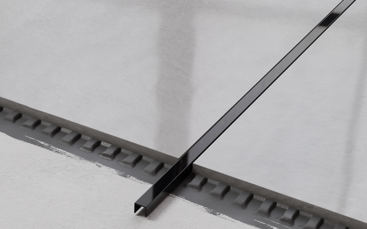 Profil Inox pentru gresie U-10-2440-BLACK-MI 10x240cm