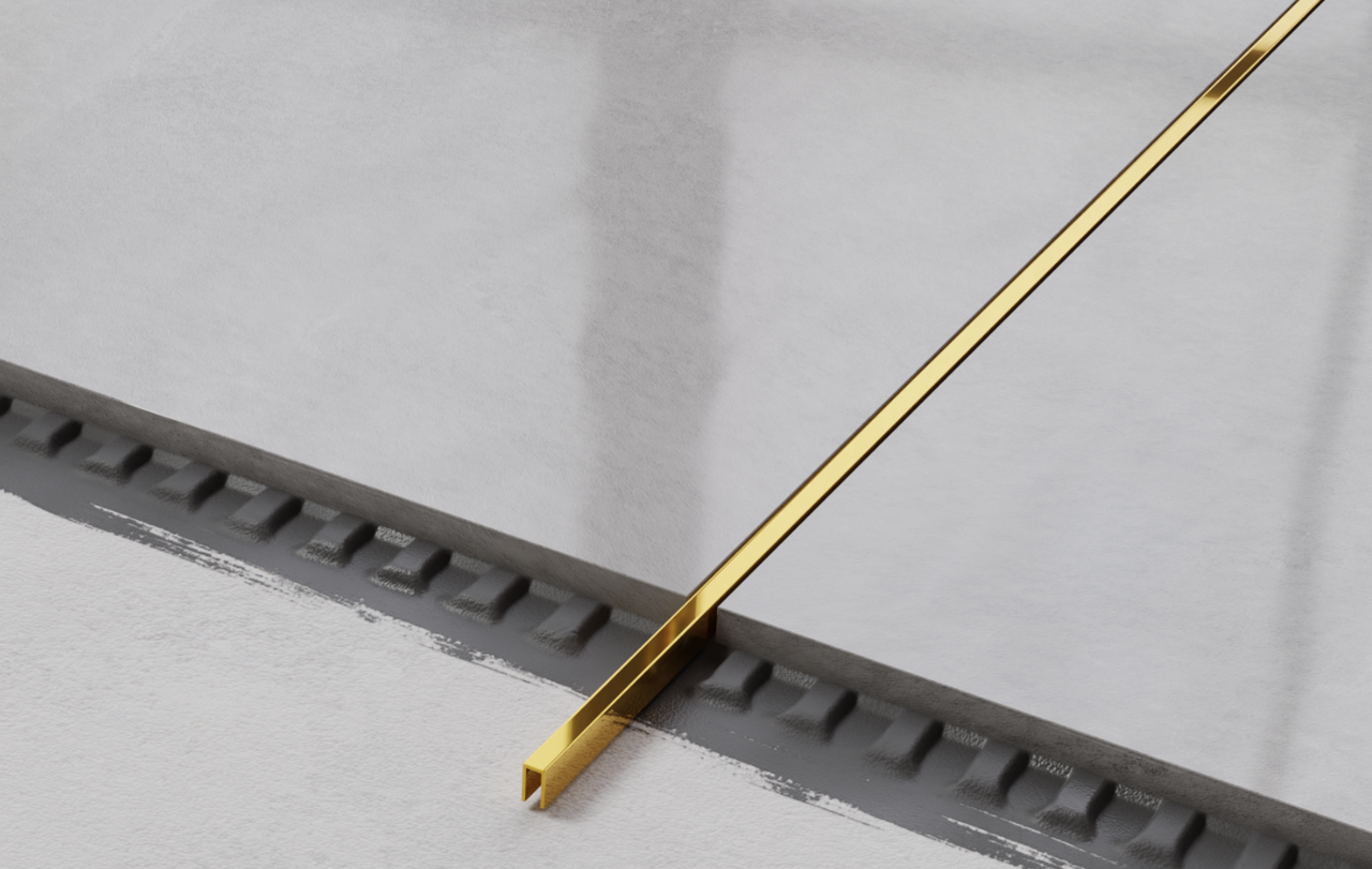 Profil Inox pentru gresie U-5-2440-GOLD-MI 0.5x240cm