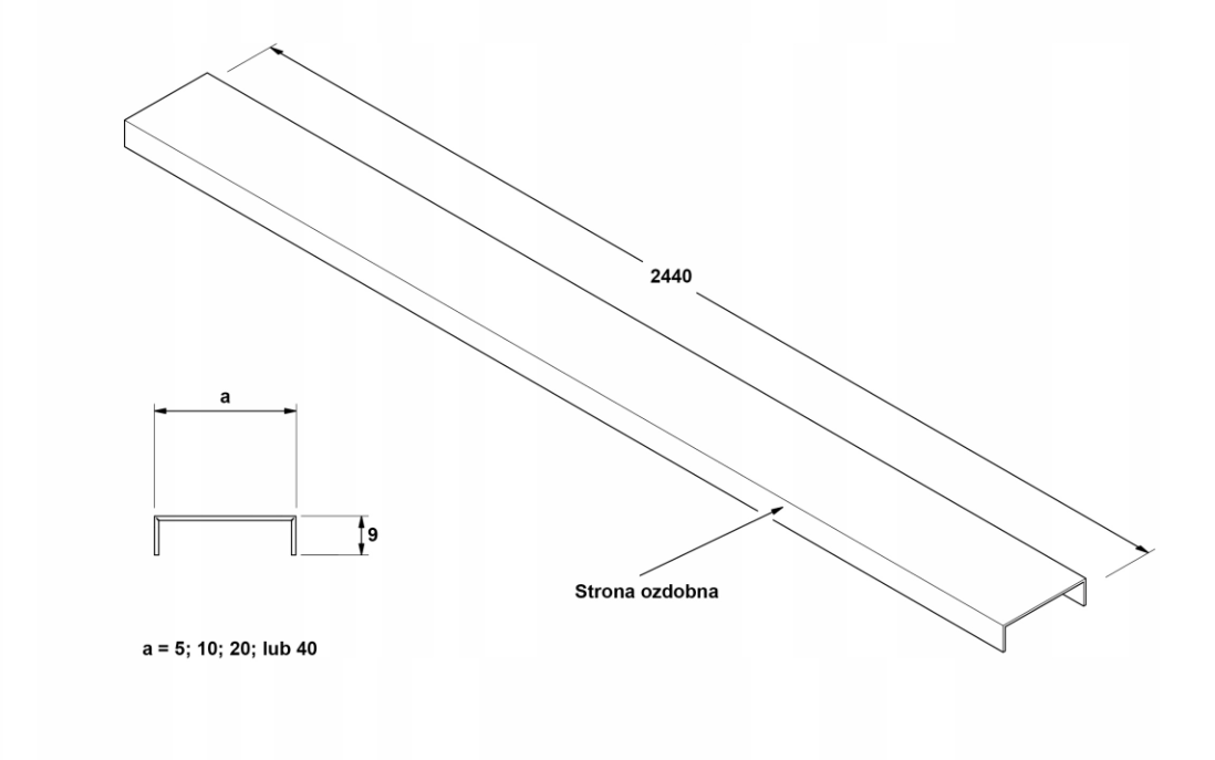 Profil Inox pentru gresie U-50-2440-SILVER-MI 50x240cm