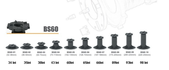 Podeste pentru plăci ceramice, baza BS60 (32-38mm)