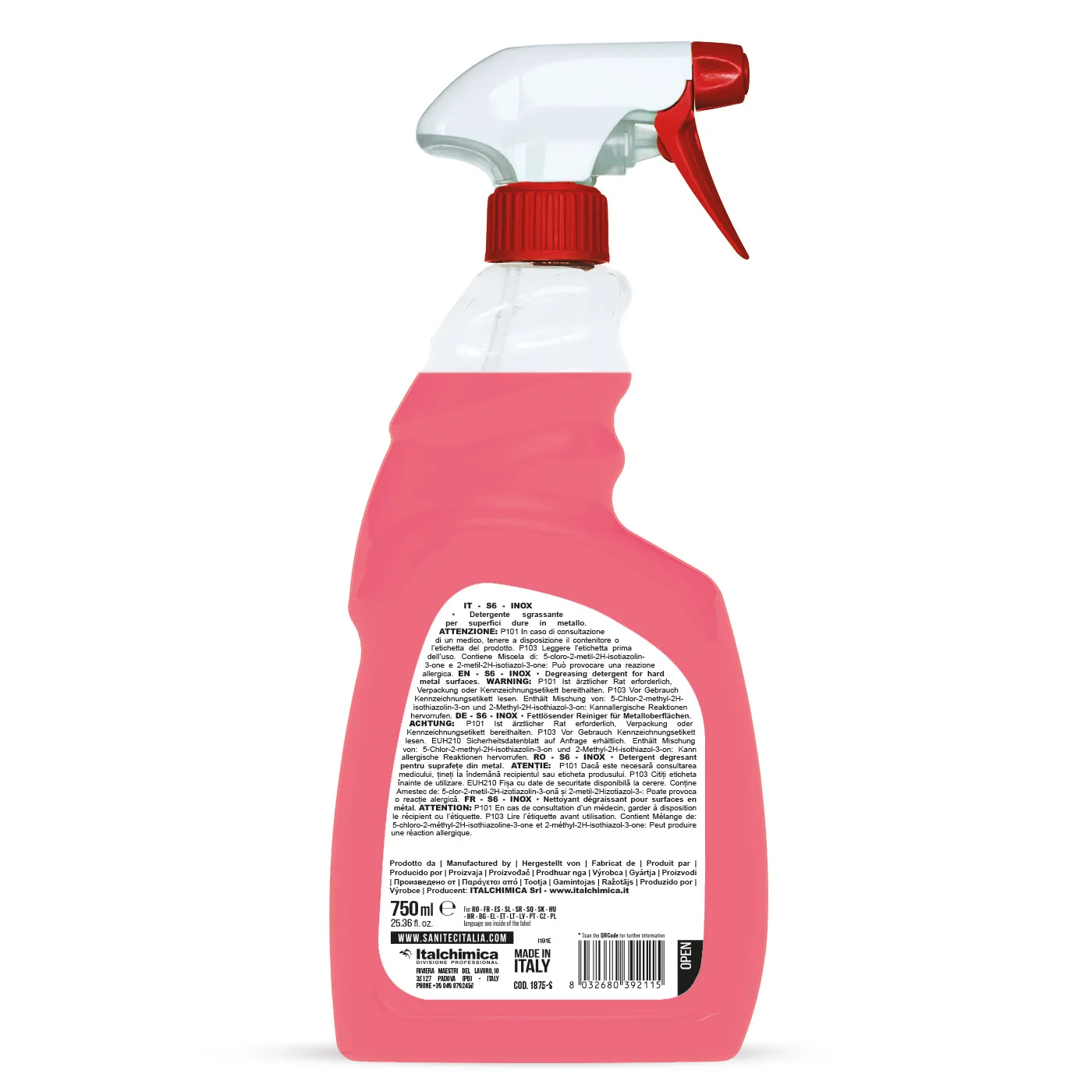 S 6 Sgrassacciaio - Detergent degresant pentru suprafețe din metal 750 ml - 1875