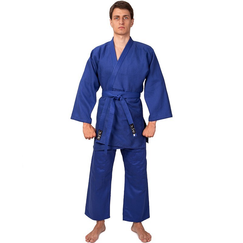 Кимоно для дзюдо хлопковое р.130 см, 450 г/м2 MA-0015 blue (12370)