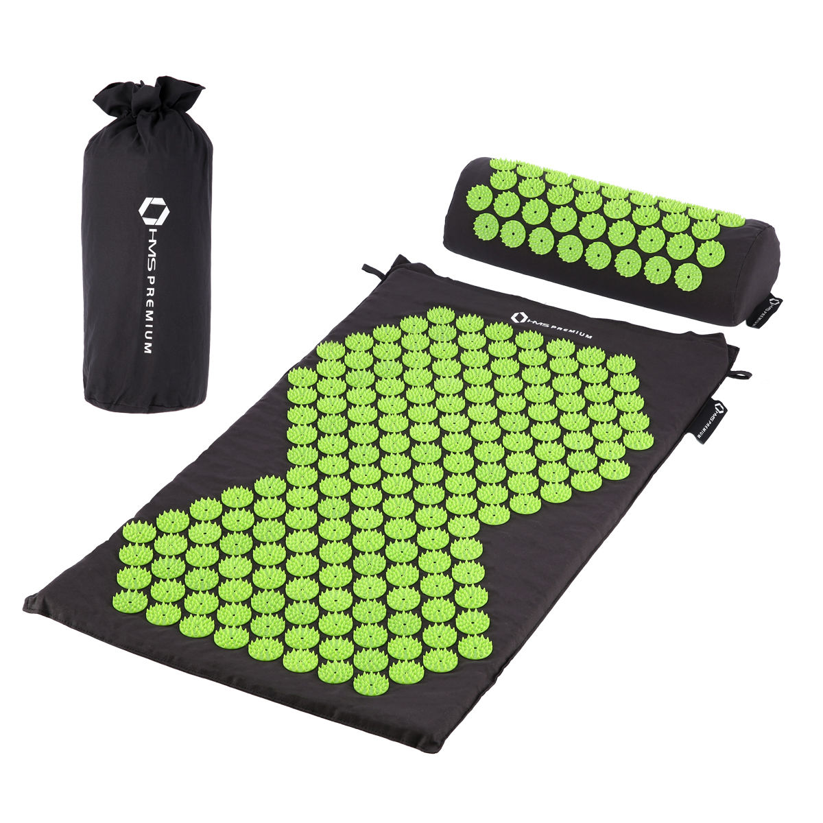 Saltea acupunctura 74x42 cm + perna HMS AKM03 17-44-303 black / green (4142)