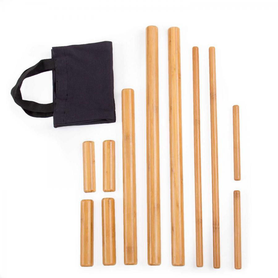 Set masaj bastoane din bambus (11 buc. + husa) Bodhi (7443)