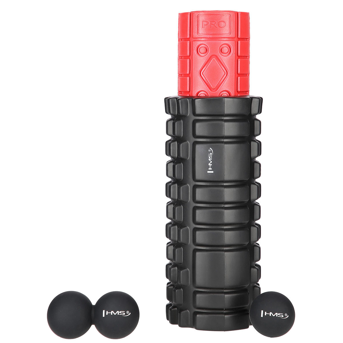 Set 4-in-1: rol yoga pilates (2 buc., 33x14 cm si 30x10 cm) + 2 minge masaj HMS FSBM PRO 2 17-39-102 (4146)