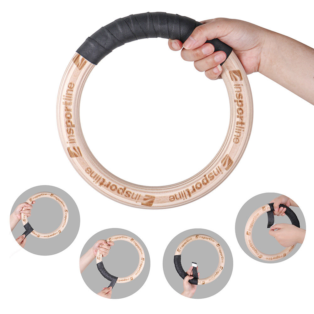 Inele pt gimnastica din lemn (max. 500 kg) d=23.5 cm inSPORTline Suspe II 25850 (10810)