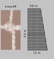 Plasa pentru fotbal 7.5х2.5х0.8х1.2 m (1 buc.) 4 mm Cehia- Rezac 14 055 826 (2660)