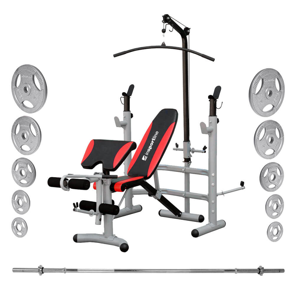 Banca multifunctionala (max. 150 kg) inSPORTline Bastet 4069 + bara + greutati (10933)