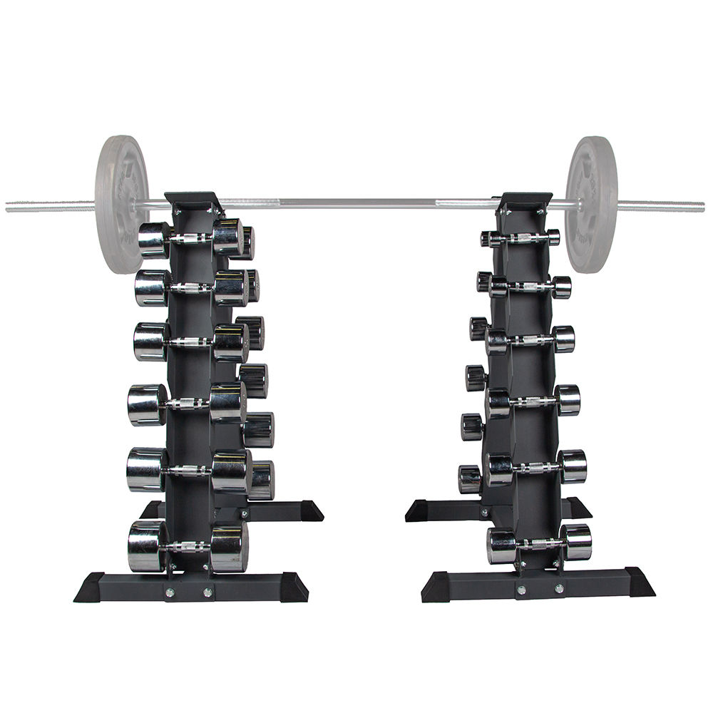 Set gantere cu 2 suporturi (12 pereche de la 1 pana la 14 kg) inSPORTline Crossteel IN2137-SADA