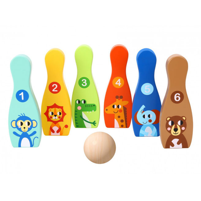 Joc din lemn "Bowling" (6 buc. + minge) 57369 (10060)