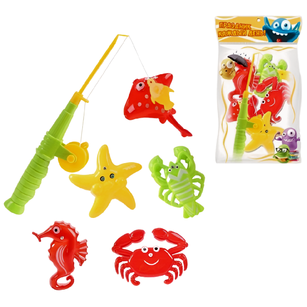 Pescuit pe magnet pt copii (1 undita + 5 animale marine) 6801 (9891)